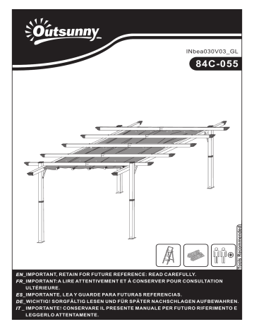 84C-055BN | Outsunny 84C-055BK 10' x 13' Outdoor Pergola Gazebo Backyard Canopy Cover Adjustable Sunshade Mode d'emploi | Fixfr