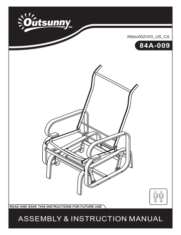 84A-009GD | 84A-009BN | 84A-009BG | Outsunny 84A-009BK Outdoor Patio Sling Fabric Swing Glider Rocker Chair Mode d'emploi | Fixfr