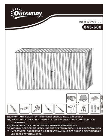 845-680GY | Outsunny 845-680CG 11' x 6' x 6' Steel Garden Storage Shed Mode d'emploi | Fixfr