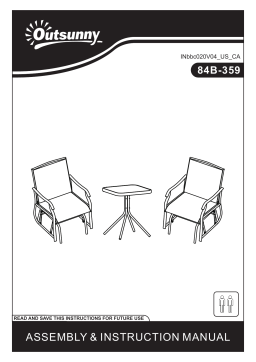 Outsunny 84B-359GY 3 Pcs Outdoor Gliders Set Bistro Set Mode d'emploi