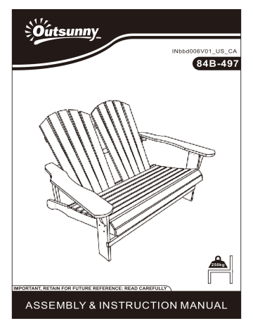 84B-497ND | Outsunny 84B-497RD Outdoor Adirondack Chair Mode d'emploi | Fixfr