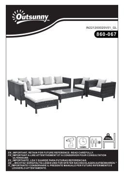 Outsunny 860-067 9 Piece Rattan Wicker Outdoor Patio Furniture Sectional Sofa Set Mode d'emploi