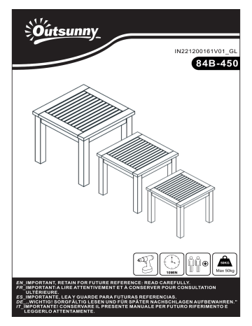 Outsunny 84B-450 3 Piece Outdoor Side Nesting Table Patio Set Mode d'emploi | Fixfr