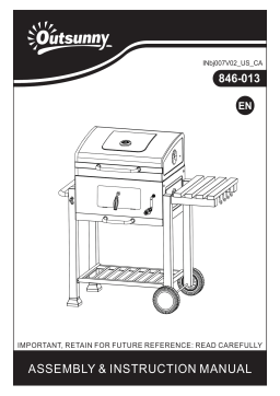 Outsunny 846-013 45" Charcoal BBQ Grill and Smoker Combo Outdoor Portable Trolley Camping Picnic Backyard Mode d'emploi