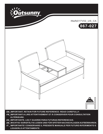 867-027BK | Outsunny 867-027BN Patio Wicker Conversation Furniture Set Mode d'emploi | Fixfr