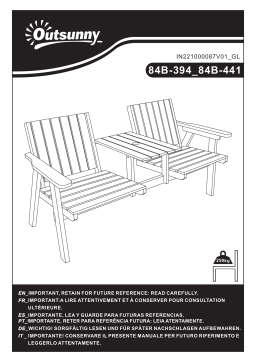 Outsunny 84B-441ND Outdoor Patio Tete a Tete Loveseat Garden Bench Chair Table Umbrella Hole Mode d'emploi