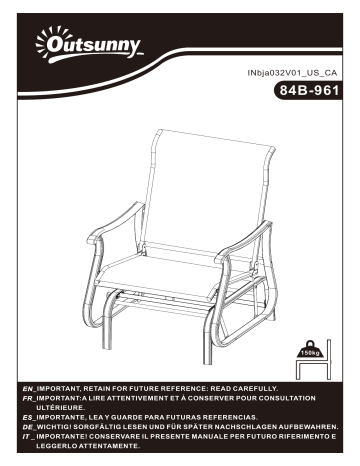 84B-961CW | 84B-961BG | Outsunny 84B-961GG Outdoor Glider Chair Mode d'emploi | Fixfr