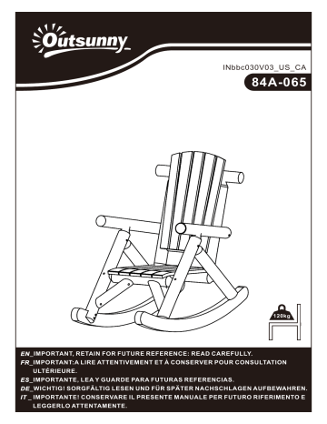 84A-065ND | Outsunny 84A-065WT Wooden Rustic Rocking Chair Indoor Outdoor Adirondack Rocker Mode d'emploi | Fixfr