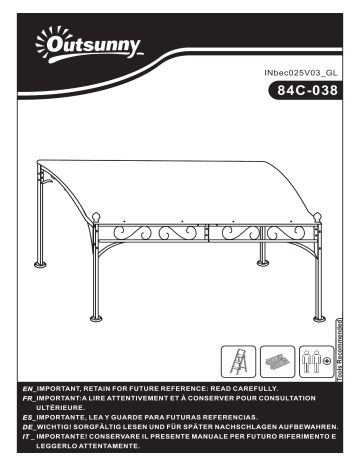 84C-038GY | Outsunny 84C-038 10' x 10' Steel Outdoor Pergola Gazebo Patio Canopy Mode d'emploi | Fixfr