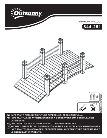 Outsunny 844-251 Wooden Garden Bridge Arc Stained Finish Walkway Mode d'emploi | Fixfr