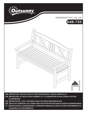 84B-755WT | Outsunny 84B-755ND 4FT Wooden Garden Bench Mode d'emploi | Fixfr