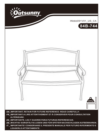 84B-744GN | Outsunny 84B-744 Cast Aluminum Outdoor Garden Bench Mode d'emploi | Fixfr