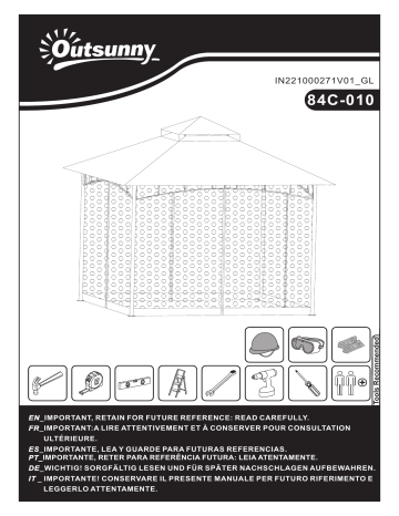 84C-010CF | Outsunny 84C-010 10' x 10' Steel Outdoor Gazebo Canopy Mode d'emploi | Fixfr