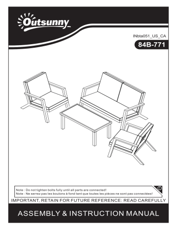 Outsunny 84B-771 4 Piece Patio Furniture Set Mode d'emploi | Fixfr
