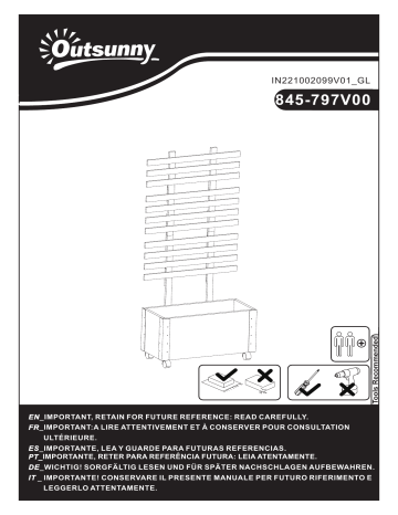 Outsunny 845-797V00DW Wooden Raised Garden Bed Mode d'emploi | Fixfr