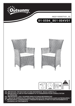 Outsunny 01-0594 2 Piece Outdoor Patio Cushioned Rattan Wicker Dining Arm Chairs Mode d'emploi