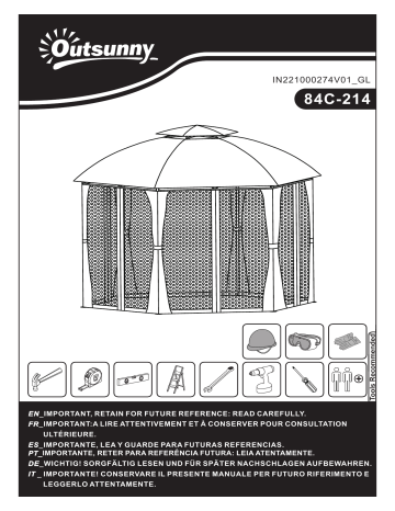 84C-214BN | Outsunny 84C-214CG 12' x 12' Round Outdoor Patio Gazebo Canopy Mode d'emploi | Fixfr