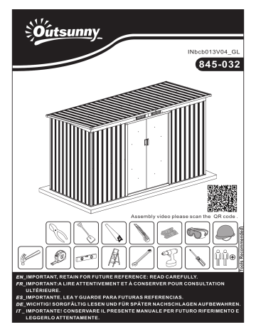 Outsunny 845-032CG 9' x 4.5' x 5.5' Outdoor Rust-Resistant Metal Garden Vented Storage Shed Mode d'emploi | Fixfr