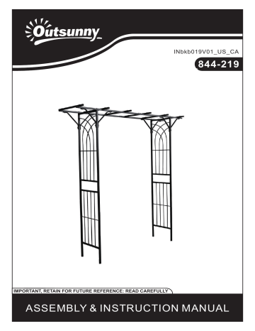 Outsunny 844-219 82” Decorative Metal Garden Trellis Arch Mode d'emploi | Fixfr