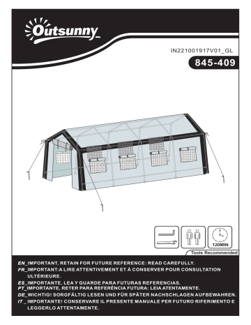 Outsunny 845-409 20' L x 10' W x 8' H Heavy-duty Greenhouse Walk-in Hot House Mode d'emploi | Fixfr