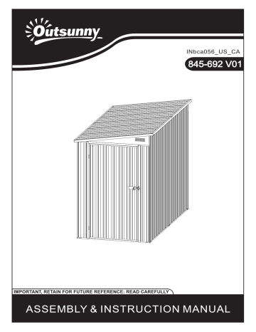 Outsunny 845-692V01 4' x 8' Steel Garden Storage Shed Mode d'emploi | Fixfr