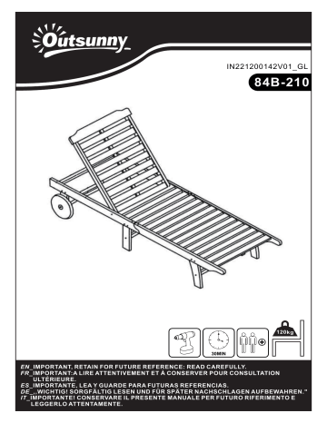 Outsunny 84B-210 Wooden Outdoor Folding Chaise Lounge Chair Recliner Mode d'emploi | Fixfr