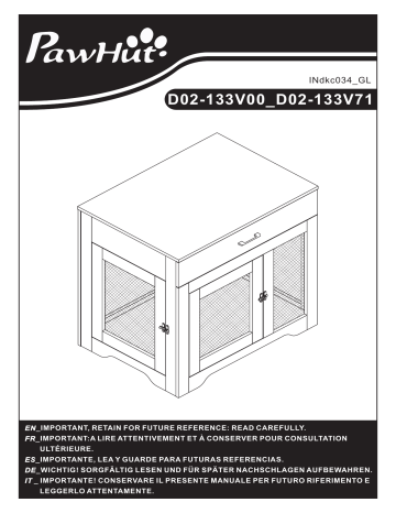 PawHut D02-133V00GY Dog Crate Furniture Mode d'emploi | Fixfr