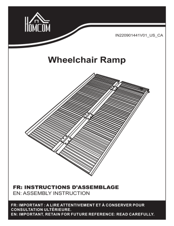 713-001V01 | 713-029 | 713-019V00SR | 713-019 | 713-001V02 | HOMCOM 713-001V03SR Textured Aluminum Folding Wheelchair Ramp Mode d'emploi | Fixfr