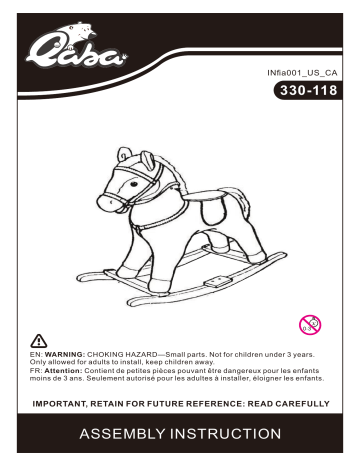 330-118WT | 330-118BN | 330-118BU | Qaba 330-118PK Kids Plush Ride-On Rocking Horse Toy Children Chair Mode d'emploi | Fixfr
