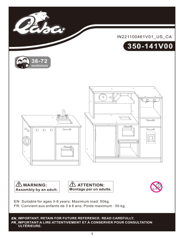 Qaba 350-141V00WT 2Pcs Kids Play Kitchen Set Mode d'emploi | Fixfr