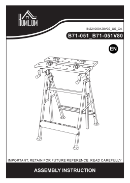 HOMCOM B71-051V80 Work Bench Tool Stand Saw Table Adjustable Height Angle & Clamps Steel Frame Mode d'emploi