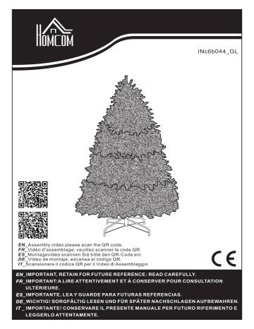 830-535V81GN | HOMCOM 830-535V80GN 6ft Prelit Flocked Artificial Christmas Tree Mode d'emploi | Fixfr