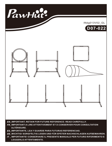 PawHut D07-022 Outdoor Dog Agility Equipment Pet Speed and Agility Equipment Kit Backyard Starter Course High Jump Hurdle Tunnel Mode d'emploi | Fixfr