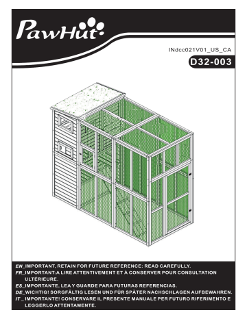 PawHut D32-003 Large Wooden Outdoor Cat Enclosure Catio Cage Mode d'emploi | Fixfr