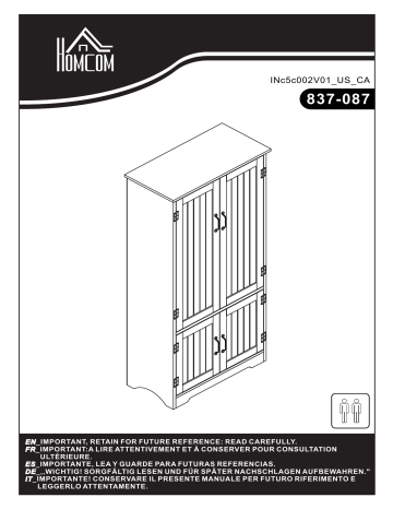 HOMCOM 837-087WT Accent Floor Storage Cabinet Kitchen Pantry Mode d'emploi | Fixfr