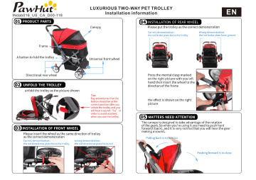 D00-118GY | PawHut D00-118BN Pet Stroller Foldable Dog/Cat Travel Carriage Mode d'emploi | Fixfr