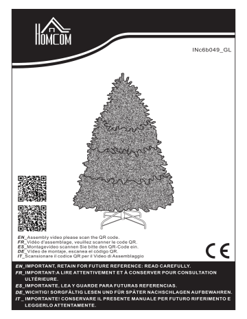 830-374V80 | 830-288V02 | HOMCOM 830-288V01 6ft Christmas Tree Artificial Snow Flocked Mode d'emploi | Fixfr