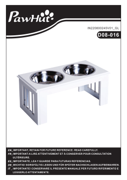 PawHut D08-016CF 17" Elevated Raised Dog Feeder Stainless Steel Double Bowl Food Water Pet Dish Mode d'emploi