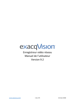 Exacq exacqVision Pro Manuel utilisateur