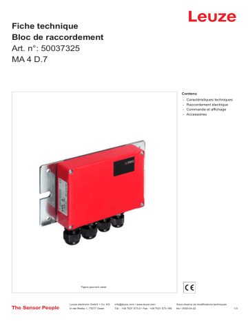 Leuze MA 4 D.7 Anschlussteil Manuel utilisateur | Fixfr