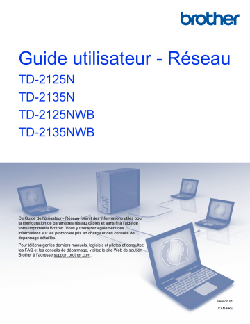 TD-2135NWB | TD-2135N | Brother TD-2125NWB Label Printer Manuel utilisateur | Fixfr