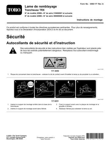 Toro Backfill Blade Attachment Guide d'installation | Fixfr