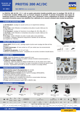 GYS PROTIG 200 AC/DC Fiche technique