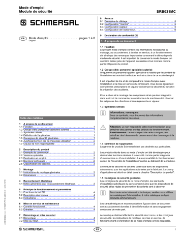 SRB031MC-24V/1,1SEC | schmersal SRB031MC-24V-0,7S Safety relay module Mode d'emploi | Fixfr