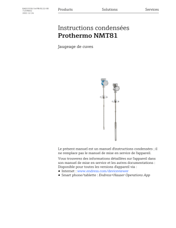 Endres+Hauser Prothermo NMT81 Manuel utilisateur | Fixfr
