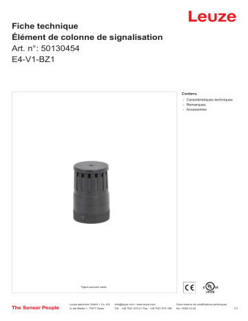 Leuze E4-V1-BZ1 Signalsäulenelement Manuel utilisateur | Fixfr