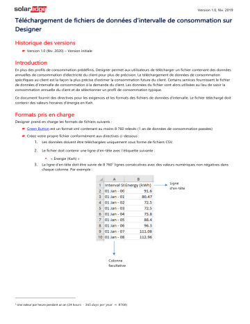 SolarEdge Téléchargement de fichiers de données d’intervalle de consommation sur Designer Guide d'installation | Fixfr