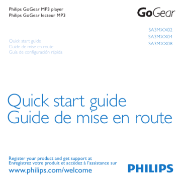 GoGear SA3MXX08 | GoGear SA3MXX02 | Philips GoGear SA3MXX04 Guide d'installation rapide | Fixfr