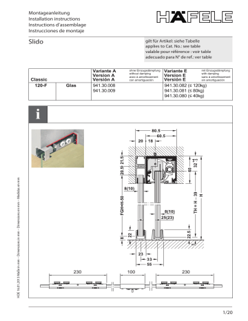 941.30.082 | Slido 120-F | 941.30.008 | 941.30.009 | 941.30.081 | Hafele 941.30.080 Manuel utilisateur | Fixfr