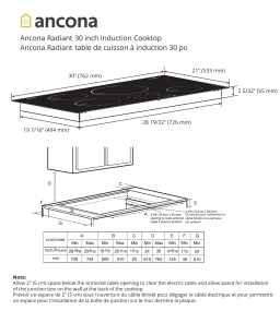 Ancona AN-2403 Radiant 30 in. Glass-Ceramic Induction Cooktop spécification